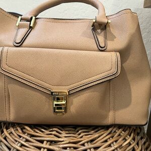 Steve Madden Tan Satchel with Gold Accents